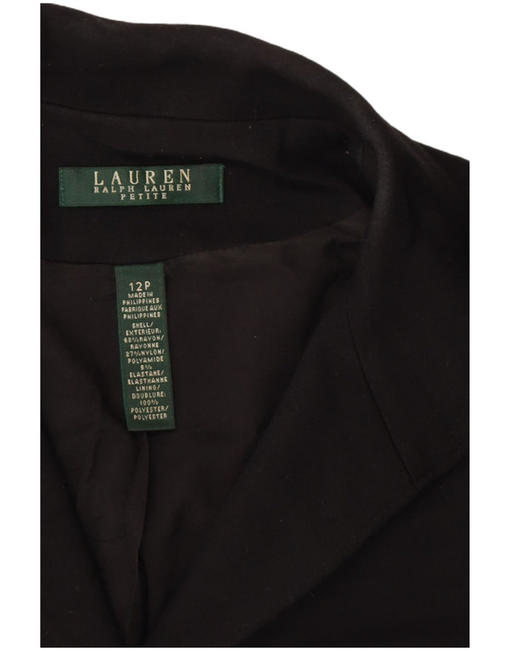 RALPH LAUREN Veste blazer courte à 5 boutons pour femme US 12 Large Noir