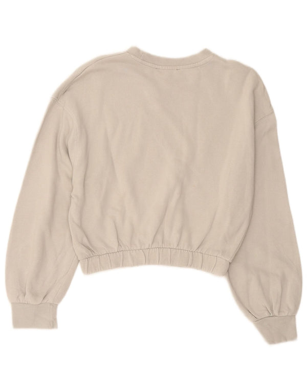 Zara Womens Crop Sweatshirt Jumper UK 10 Petit Gris Coton