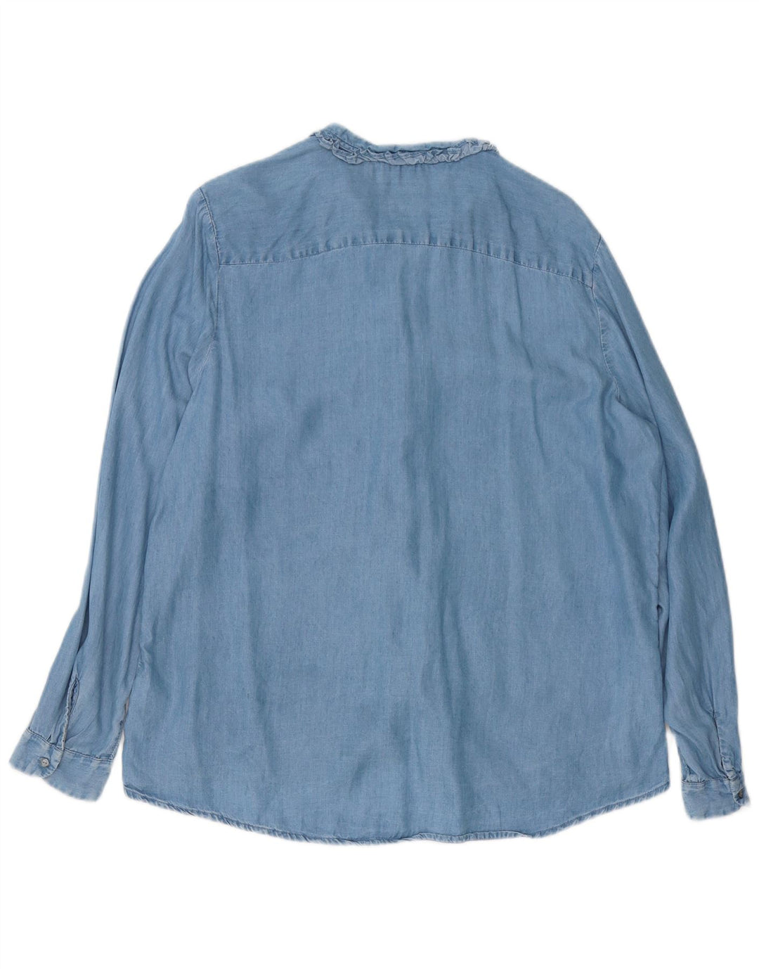 Marks & Spencer Chemise en jean surdimensionnée à volants sur le devant pour femme UK 16 Large Bleu