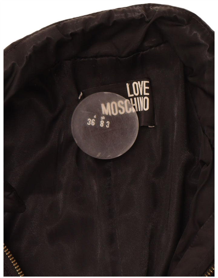 Moschino Manteau Femme UK 8 Small Noir Polyester