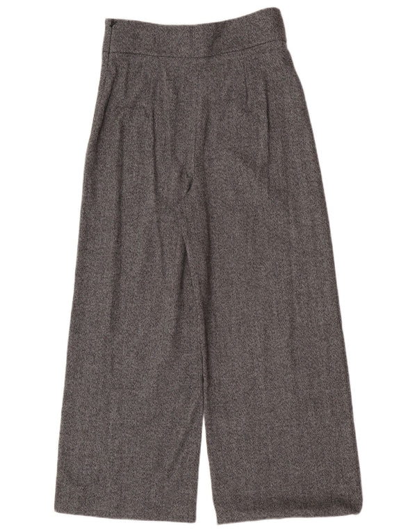 Zara Pantalon court large pour femme Small W26 L25 Gris à chevrons