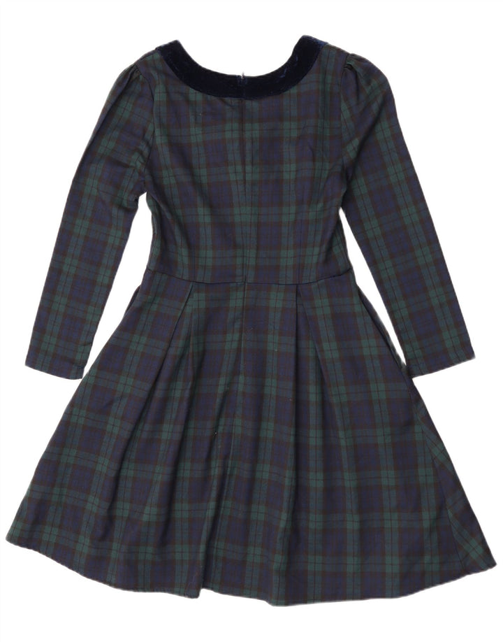 Joanie Robe trapèze à manches longues pour femme UK 8 Petit carreaux verts en polyester
