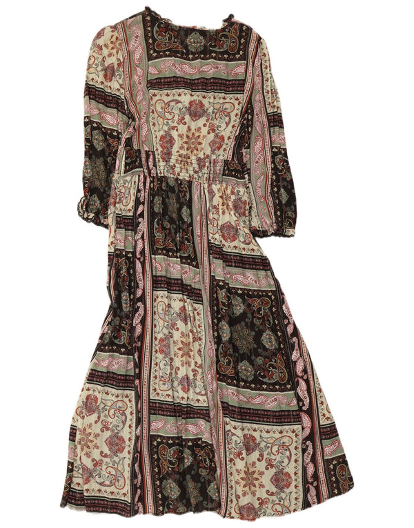 Monsoon Robe longue à manches 3/4 pour femme UK 10 Petit patchwork multicolore