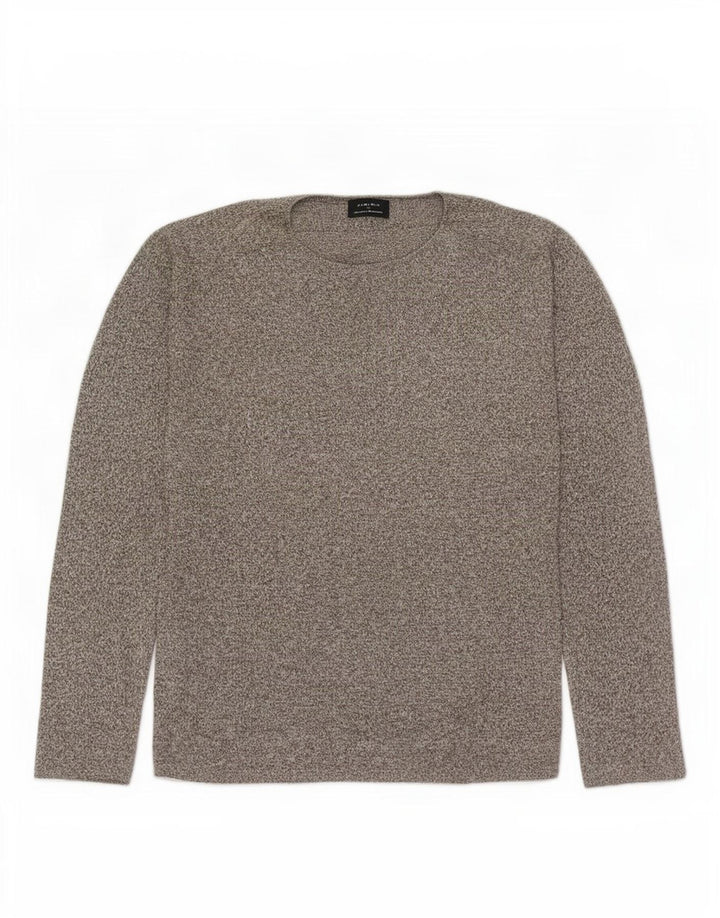 Zara Pull à col rond pour homme Petit coton moucheté gris