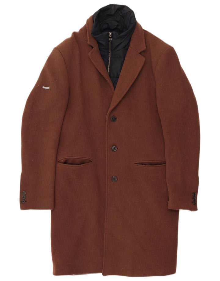 Superdry Manteau Homme UK 40 Large Marron Laine
