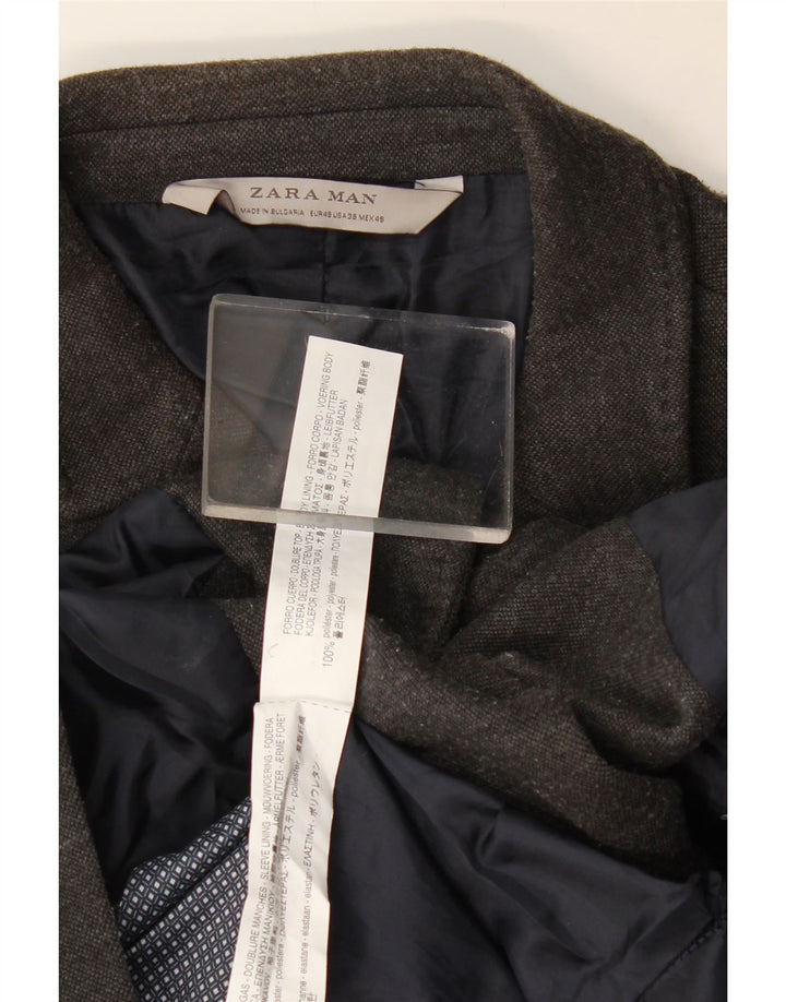 Zara Veste Blazer 2 Boutons Homme EU 48 Gris Moyen Polyester