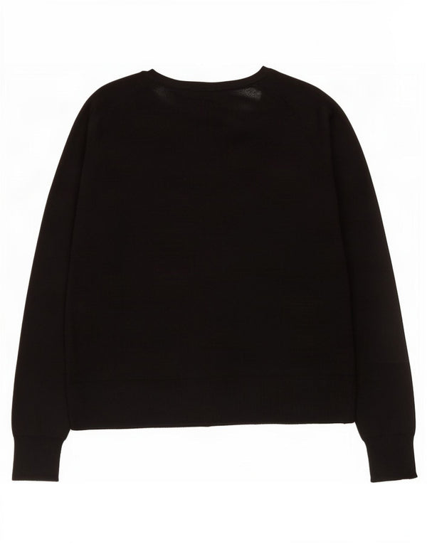 Zara Pull surdimensionné à col bateau pour femme UK 10 Small Noir Viscose