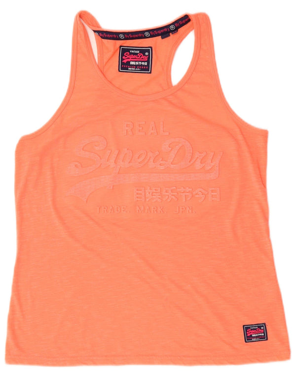 Superdry Débardeur Graphique Femme UK 14 Large Orange Polyester