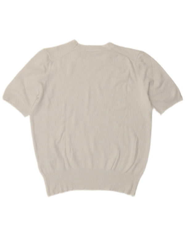 Zara Womens Crop T-Shirt Top UK 14 Large Viscose Blanche
