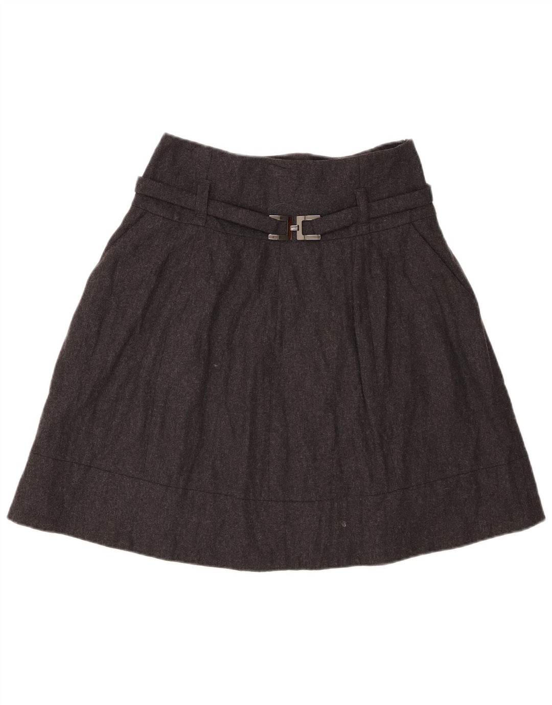 Seventy Jupe trapèze pour femme IT 42 Medium W28 Laine vierge mouchetée gris