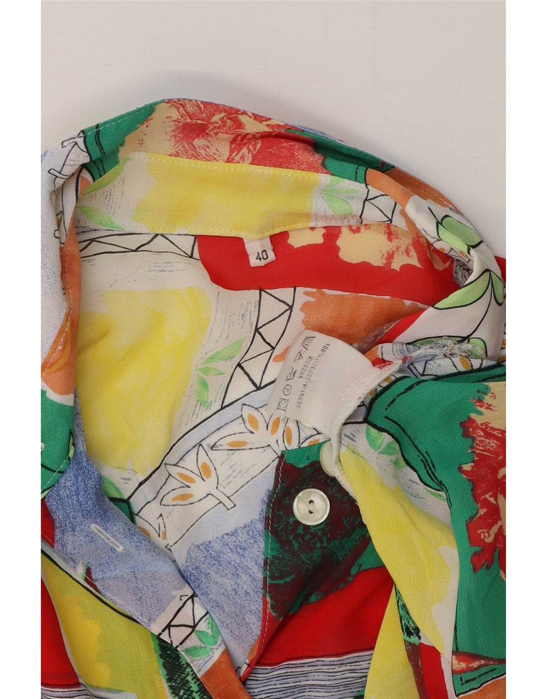 vintage Femme Chemise Longue Chemisier EU 40 Viscose Multicolore Moyenne