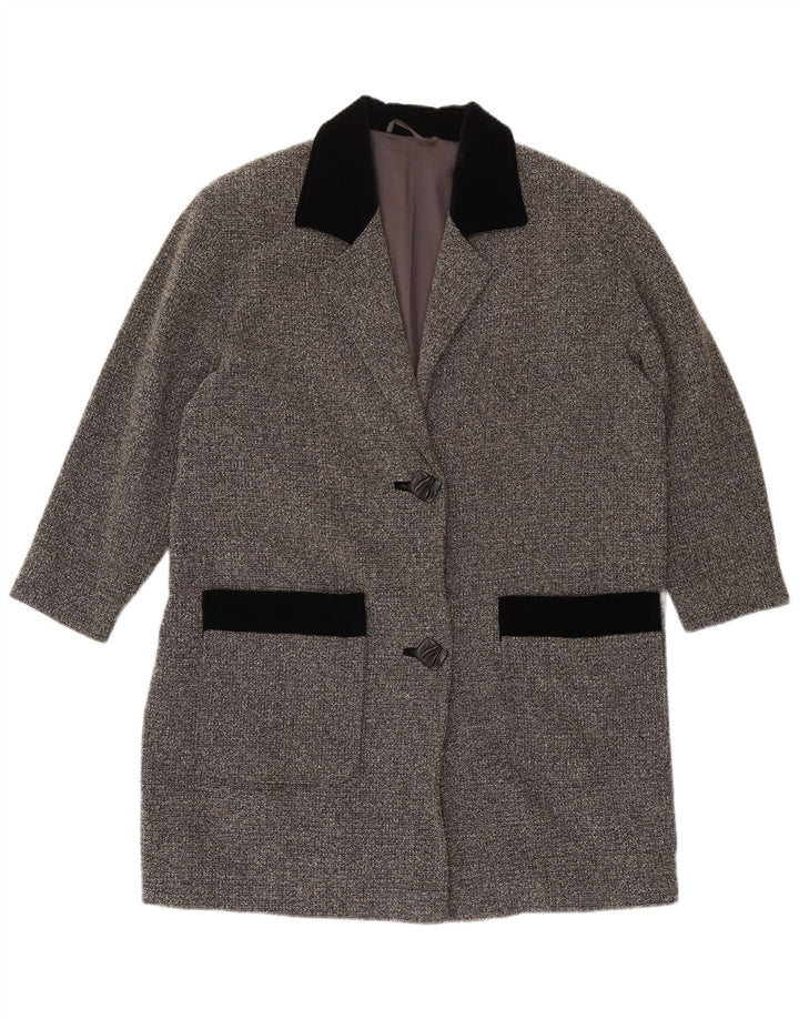 vintage Femmes 2 Bouton Blazer Veste UK 20 2XL Gris Colorblock