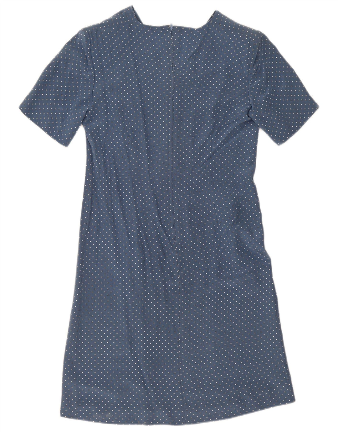 vintage Femme Robe A-Line UK 12 Bleu Moyen Tacheté