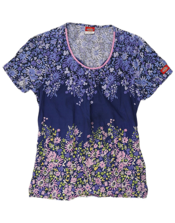 Dickies Chemisier à manches courtes pour femme UK 10 Petit coton floral bleu