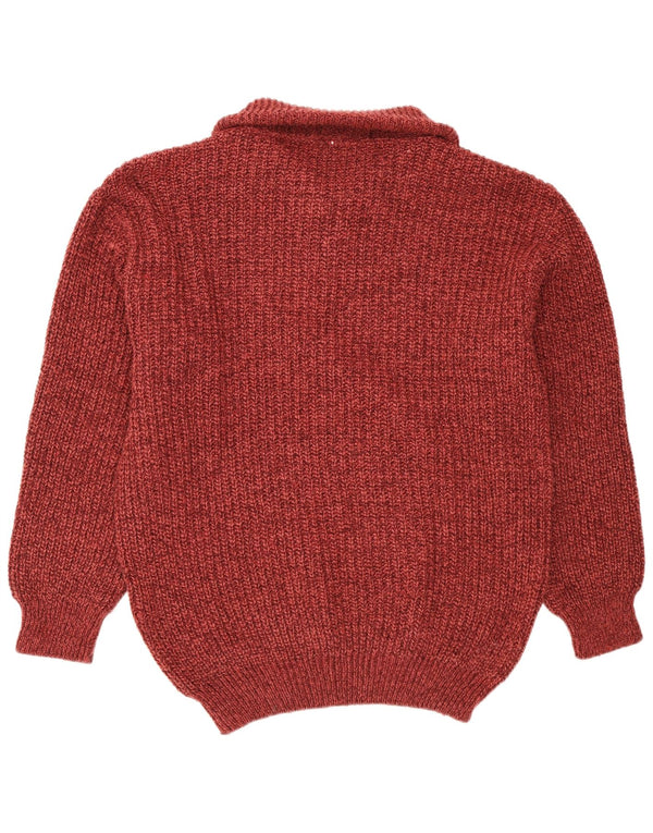 Angelo Litrico Pull Col Zippé Homme Acrylique Moucheté Bordeaux Moyen