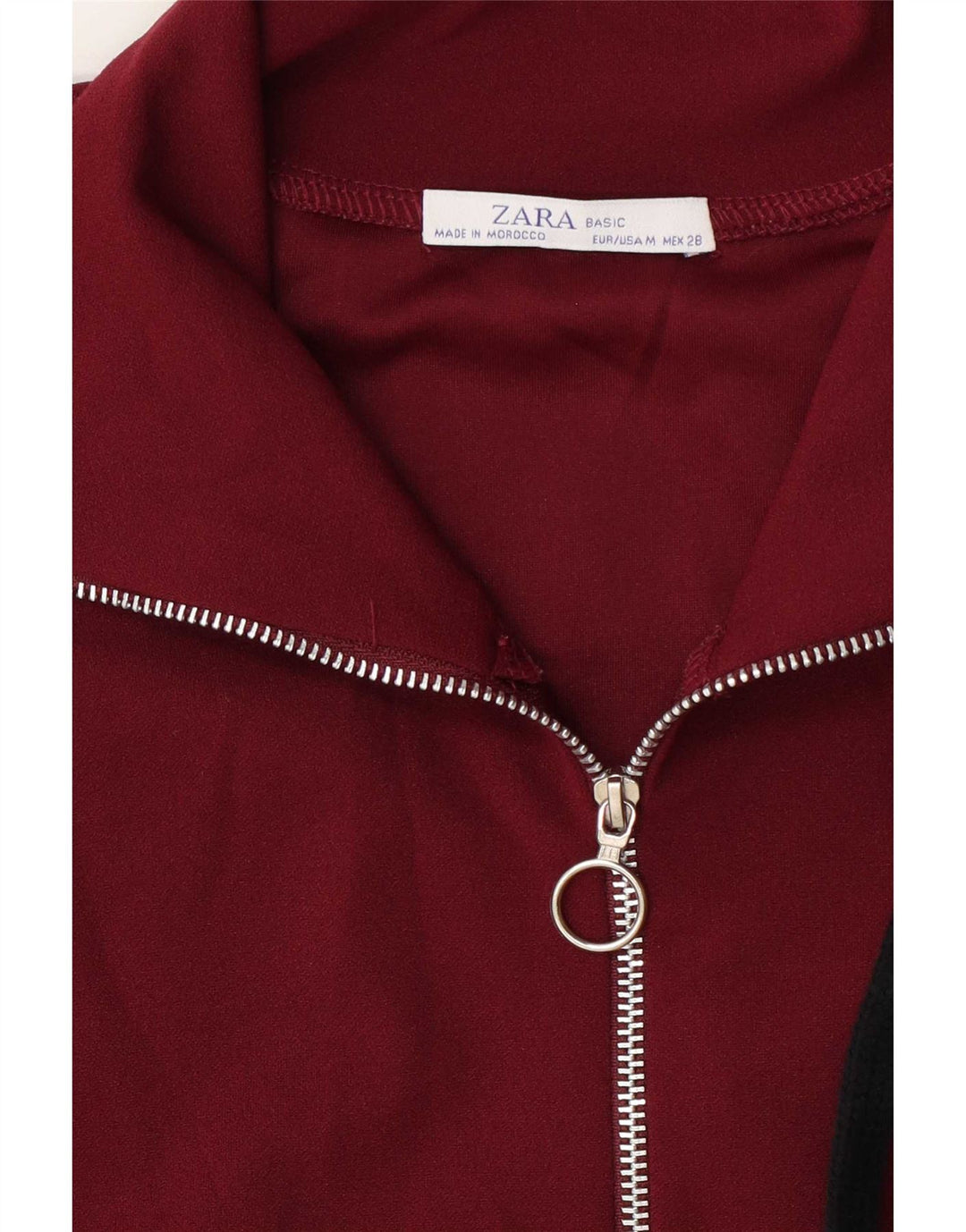 Zara Haut de survêtement à col zippé pour femme UK 14 Bordeaux moyen