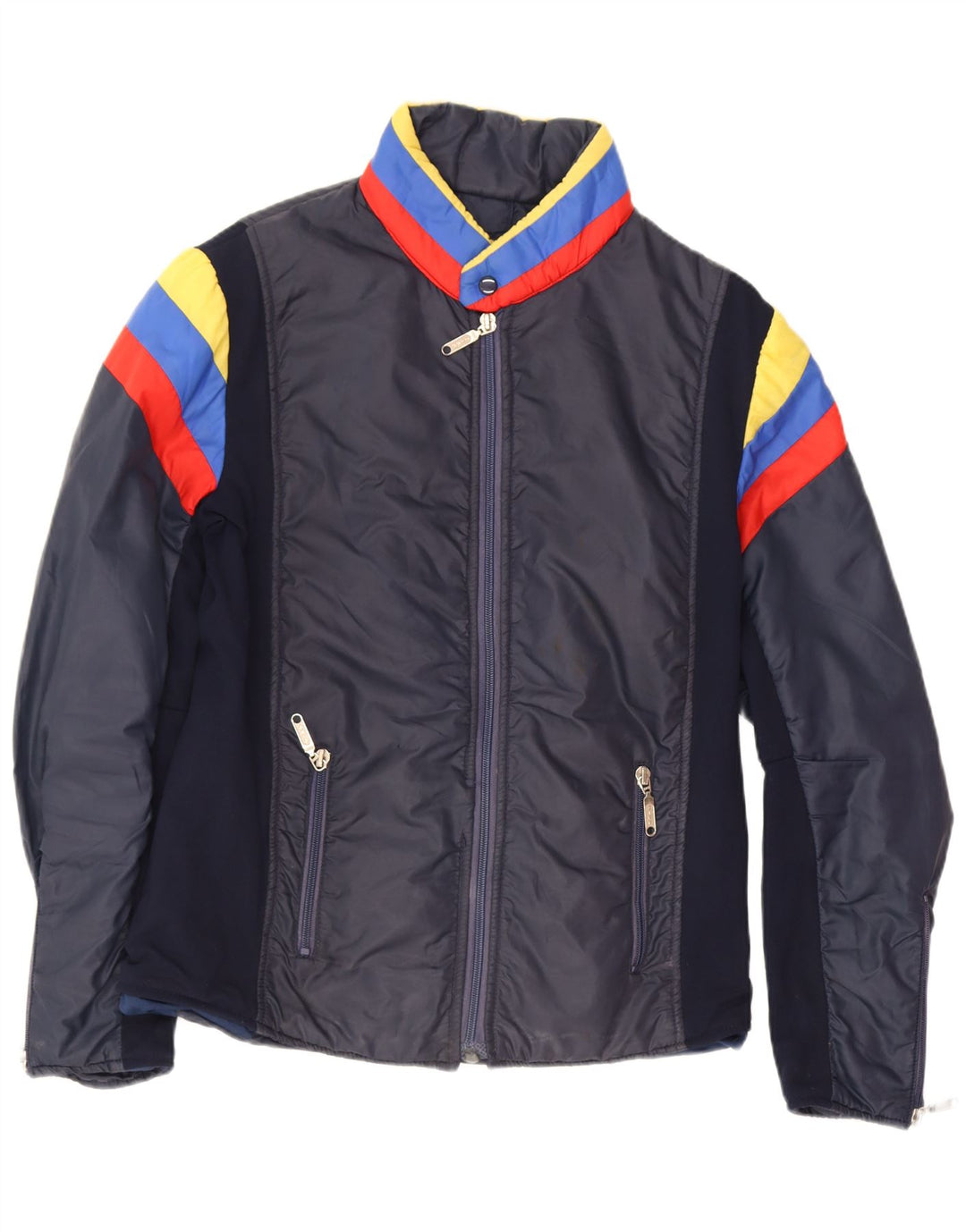 veste de ski rembourrée vintage pour homme taille 50 bleu marine moyen colourblock rétro