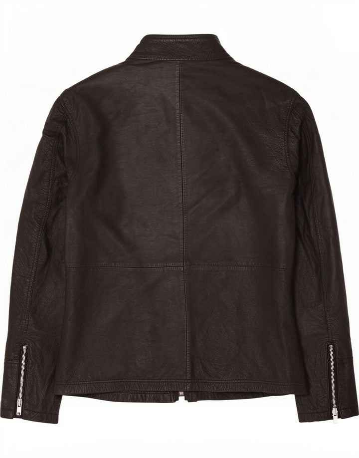 BARNEYS Veste en cuir pour homme UK 38 Medium Noir