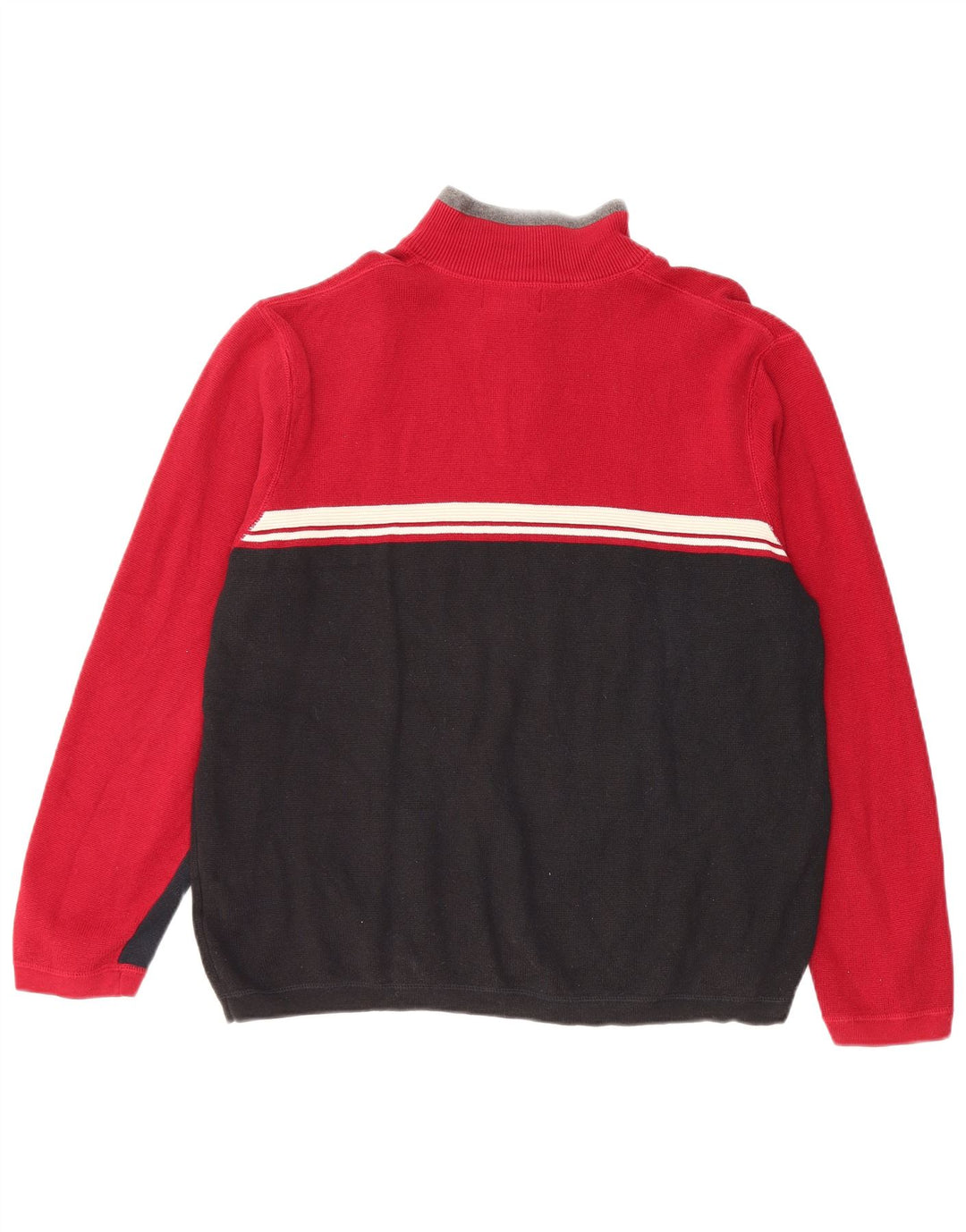 Eddie Bauer Pull à col zippé pour homme Petit coton color block rouge
