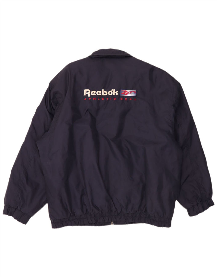 Reebok Veste Bomber Graphique Homme UK 42 XL Bleu Marine Nylon