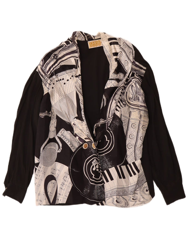 GIVIESSE Haut cardigan à motif abstrait pour femme UK 18 XL Noir