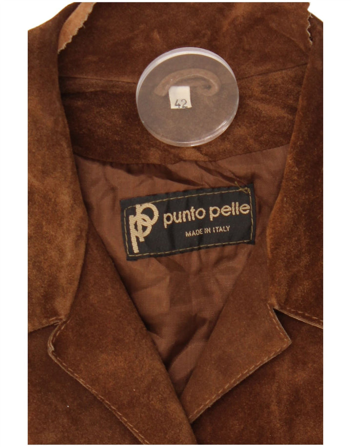 VINTAGE Veste blazer en daim à 5 boutons pour femme IT 42 Cuir marron moyen