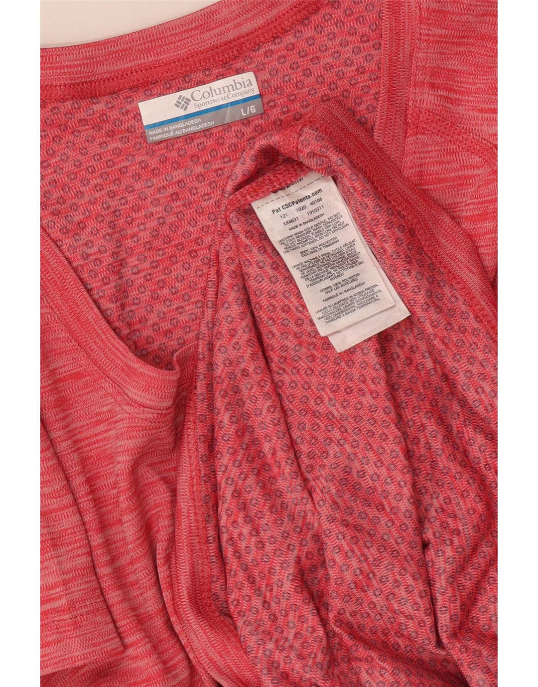 Columbia T-Shirt Femme Top UK 44 Large Rouge Moucheté Polyester