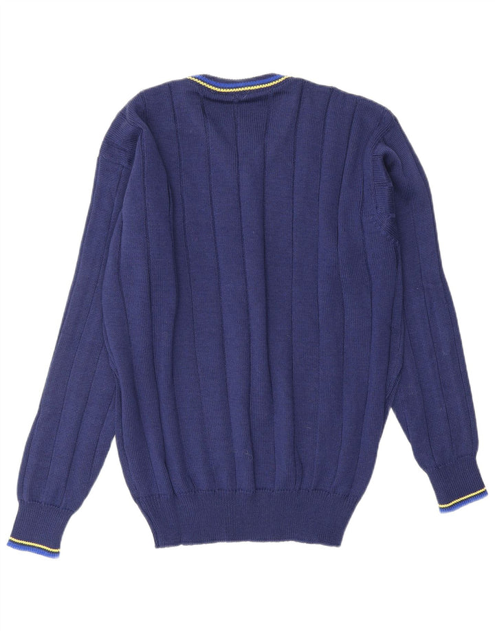 VINTAGE Pull Col V Homme Bleu Marine Moyen
