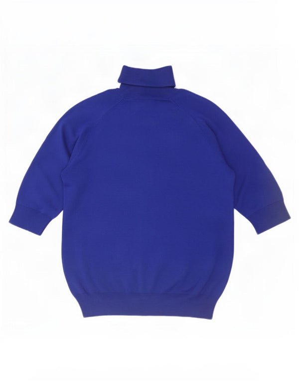 Zara Pull à manches courtes et col roulé pour femme UK 12 Bleu moyen Viscose