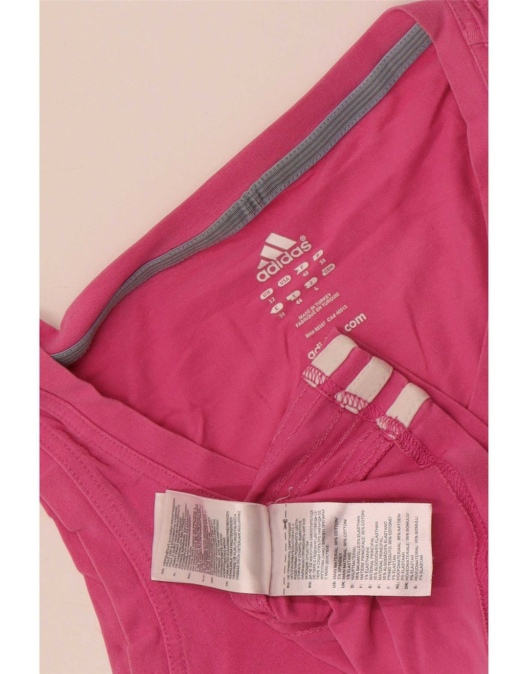 Adidas Womens Crop Vest Top UK 12 Coton Rose Moyen