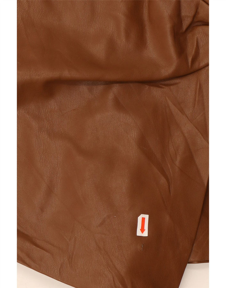 ZARA Short en simili cuir pour femme XS W25 Marron Polyester