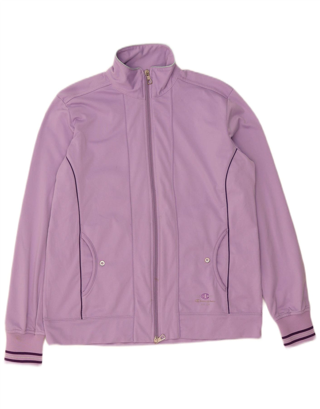 CHAMPION Womens Tracksuit Top Jacket UK 14 Medium Purple Polyester