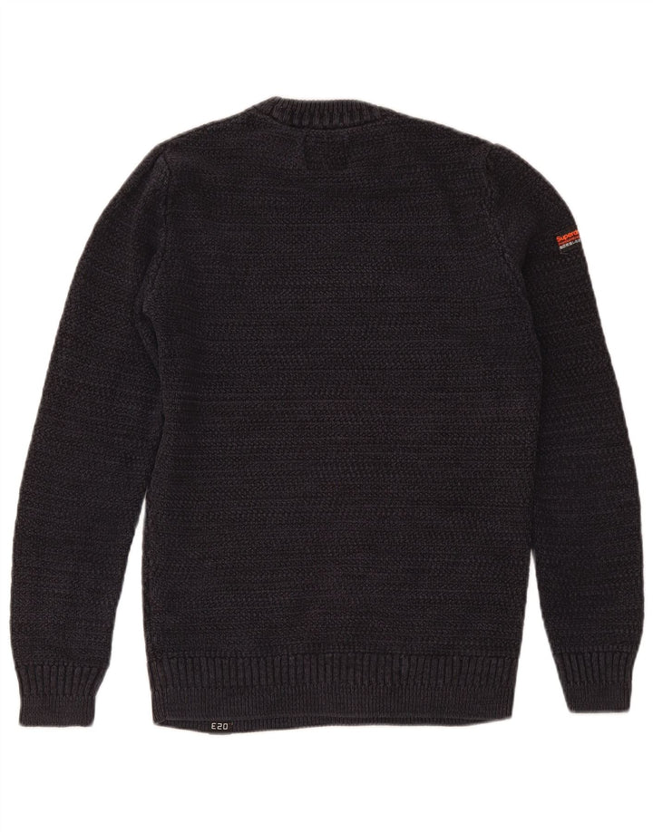 Superdry Pull ras du cou pour homme en coton bleu marine Petit