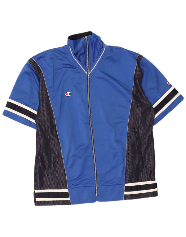 Champion Veste de Survêtement Graphique à Manches Courtes pour Homme XL Bleu Colorblock