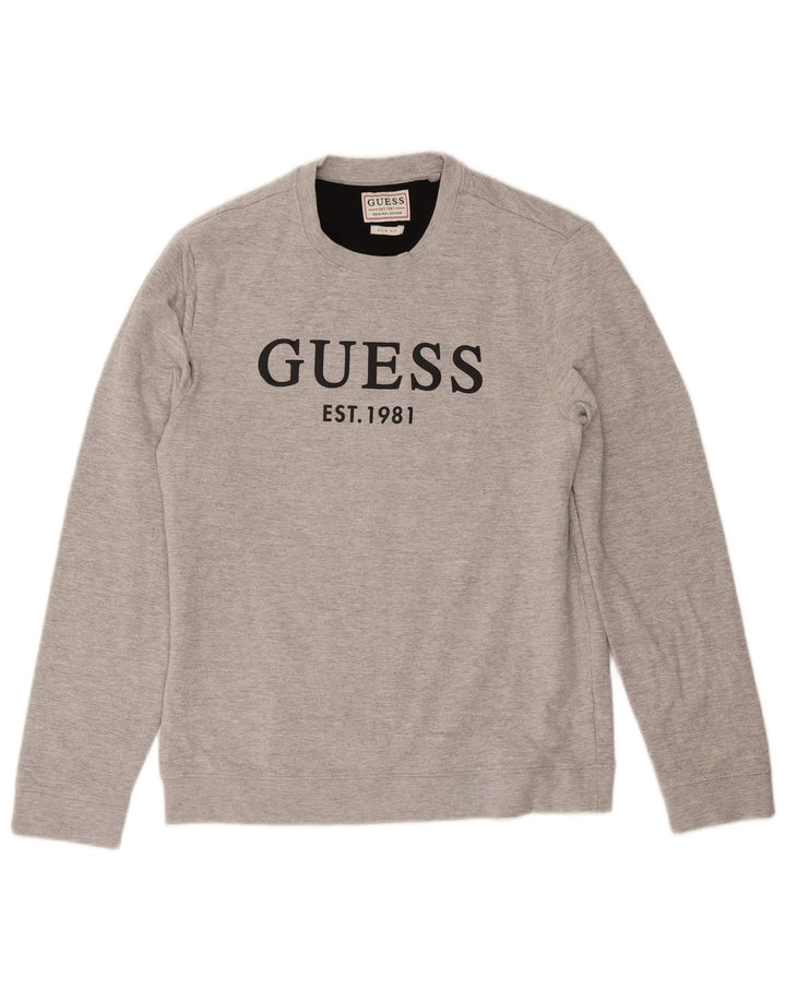 Guess Sweat-Shirt Slim Fit Homme Gris Moyen Coton