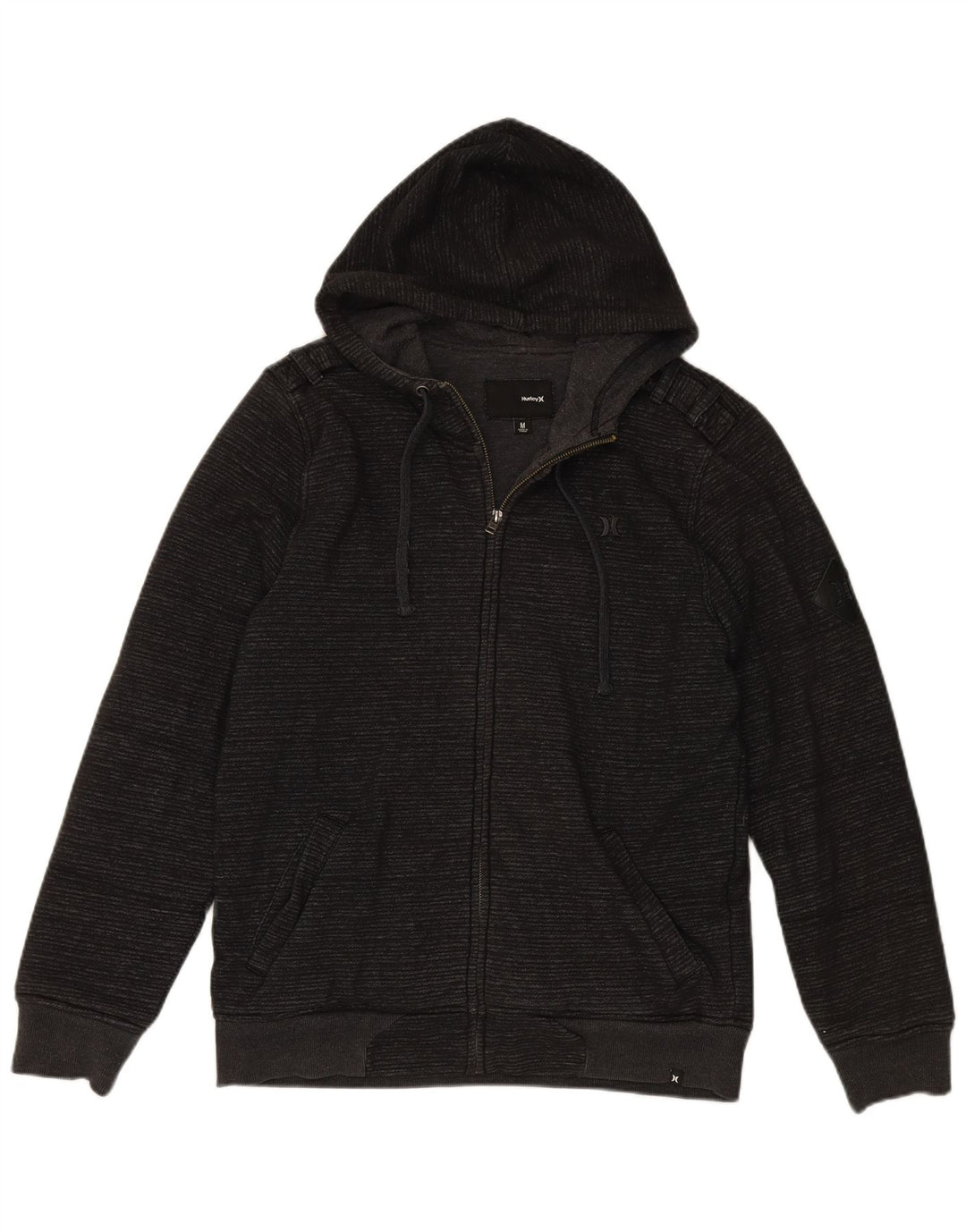 HURLEY Pull à capuche zippé homme en coton rayé noir moyen