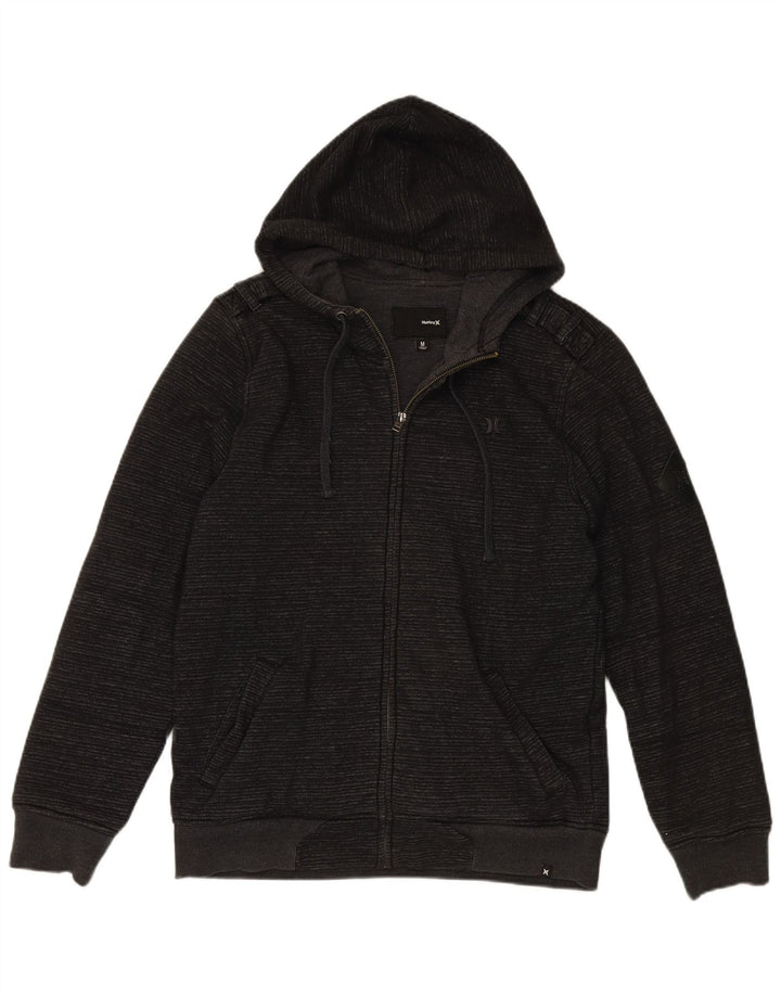 HURLEY Pull à capuche zippé homme en coton rayé noir moyen