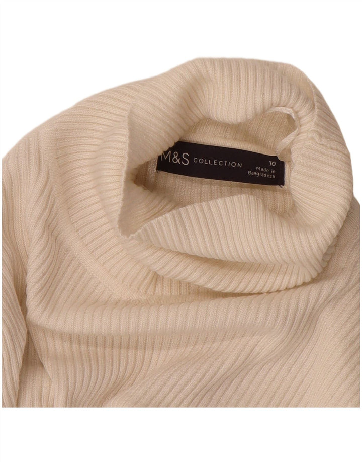Marks & Spencer Pull col roulé pour femme UK 10 Petite viscose blanche