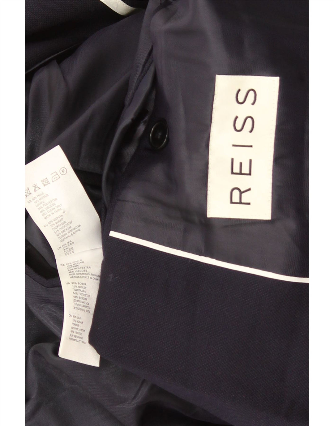 Reiss Veste Blazer 2 Boutons Homme UK 36 Petite Laine Bleu Marine