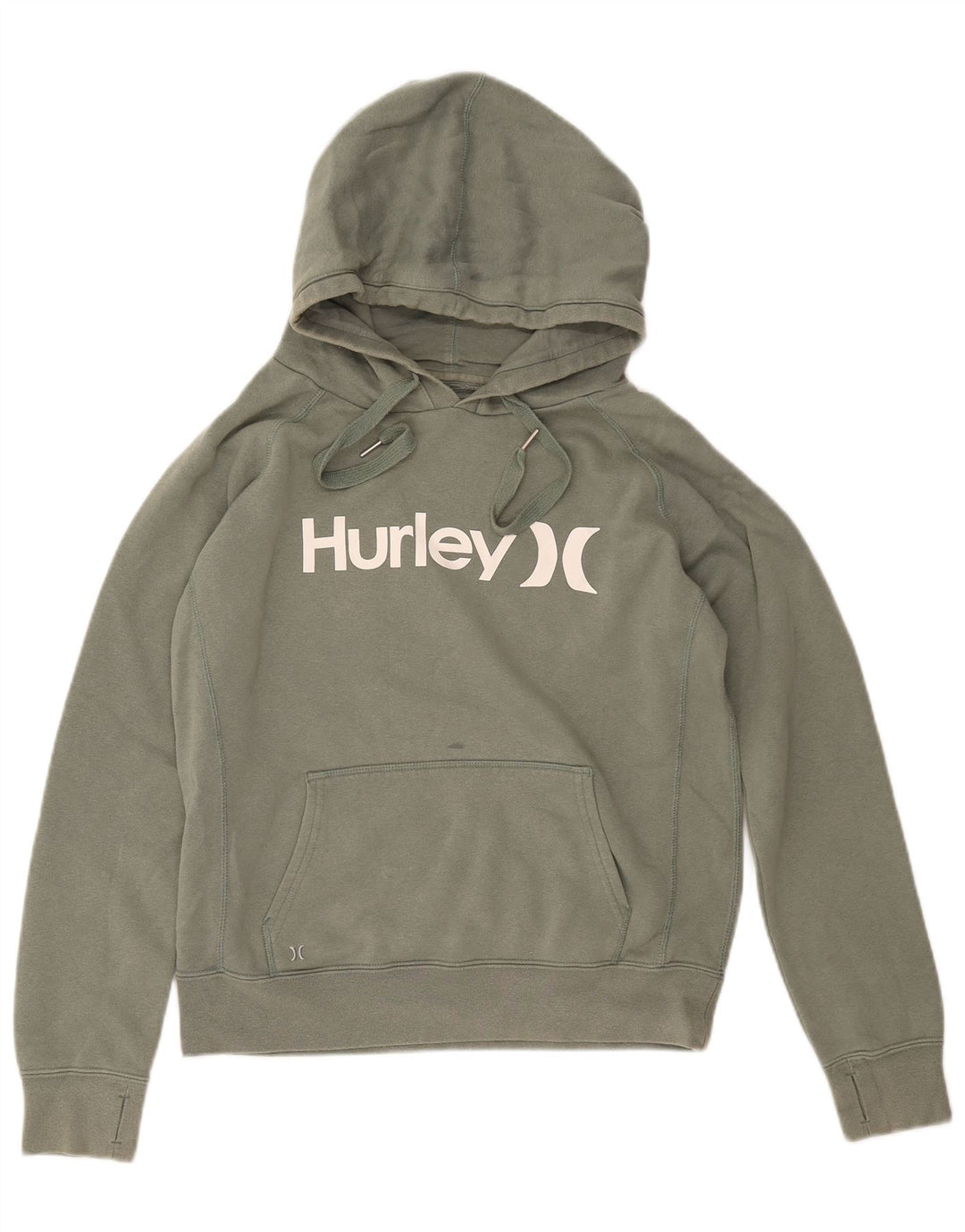 HURLEY Pull à capuche graphique pour femme UK 14 Coton vert moyen