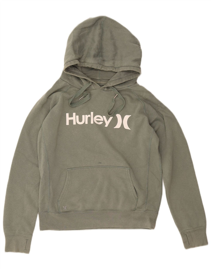 HURLEY Pull à capuche graphique pour femme UK 14 Coton vert moyen