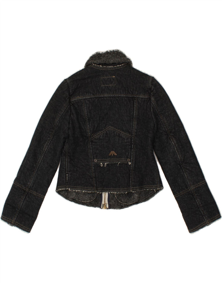 ARMANI JUNIOR Girls Sherpa Denim Jacket 5-6 Years Grey Cotton Vintage Armani Junior and Second-Hand Armani Junior from Messina Hembry 