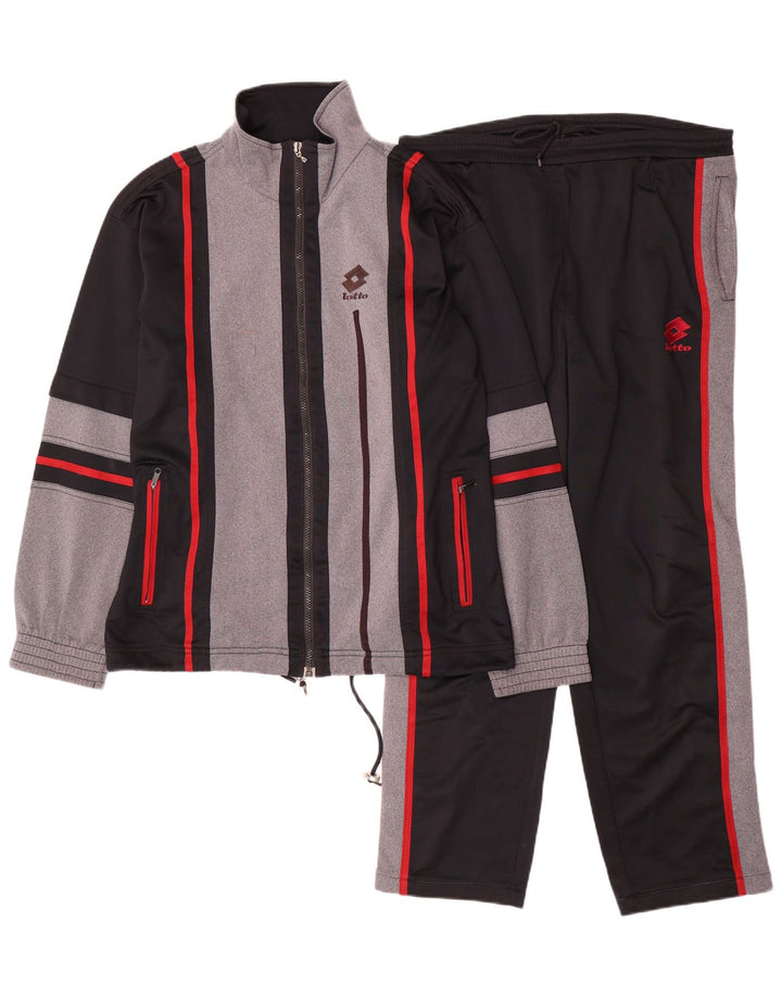 LOTTO Survêtement complet graphique pour hommes Petit noir Polyester color block