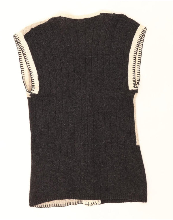 Astor Cardigan sans manches pour femme UK 44 en laine color block gris moyen