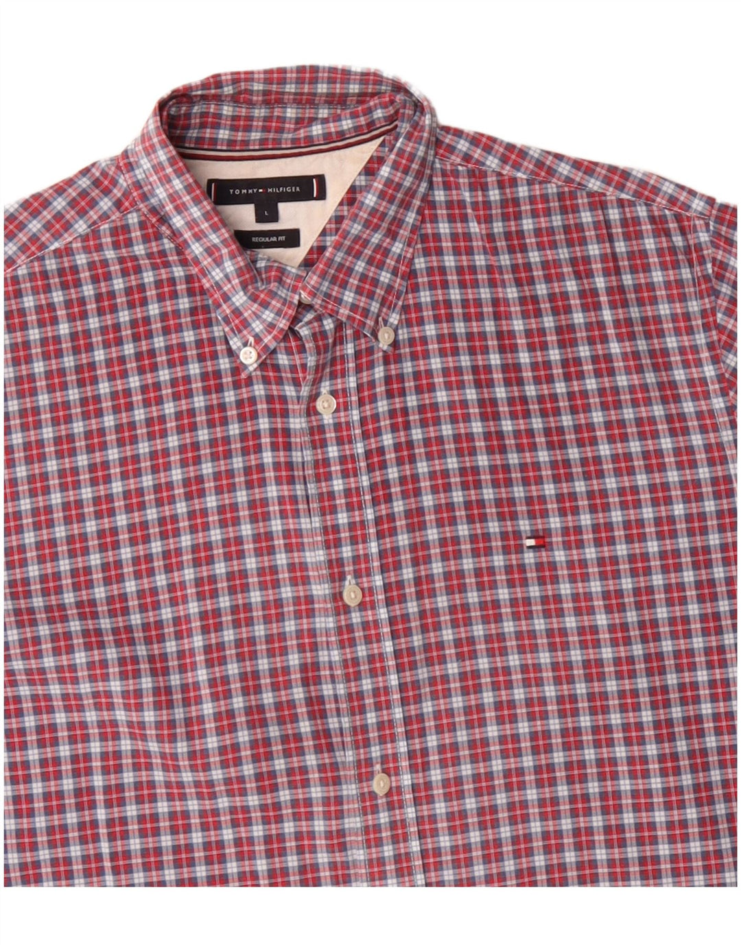 Tommy Hilfiger Chemise coupe classique pour homme en coton à carreaux rouges