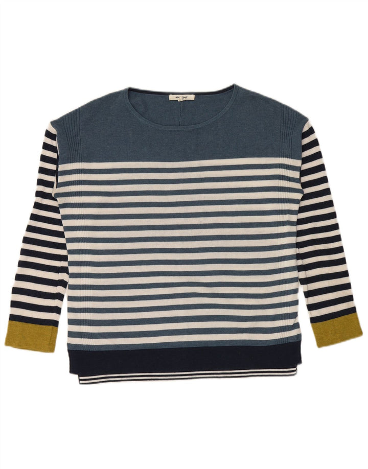 White Stuff Pull col bateau pour femme UK 8 Small Bleu rayé