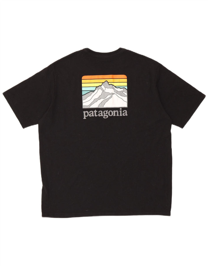 PATAGONIA Hommes Regular Fit Graphic T-Shirt Top Large Noir Coton