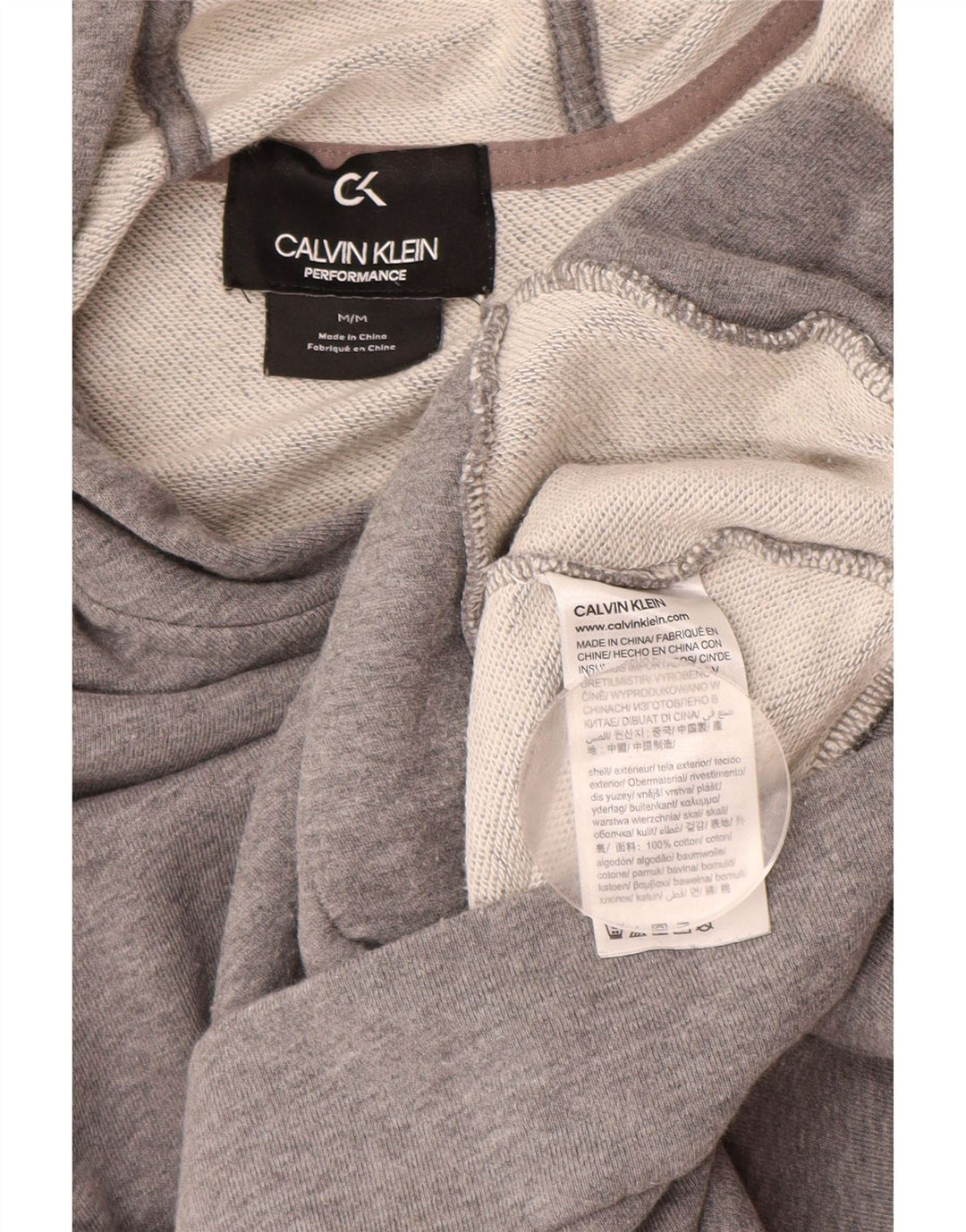 CALVIN KLEIN Pull à capuche zippé Performance pour femme UK 12 Gris moyen