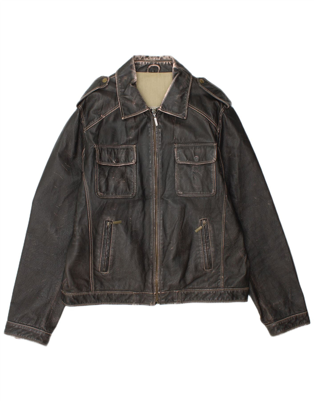 Le Frog Veste en cuir militaire pour femme IT 52 2XL Noir