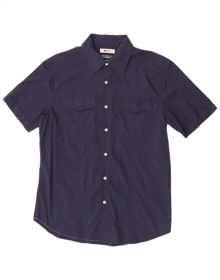 Chemise à manches courtes homme Gas XL bleu marine coton